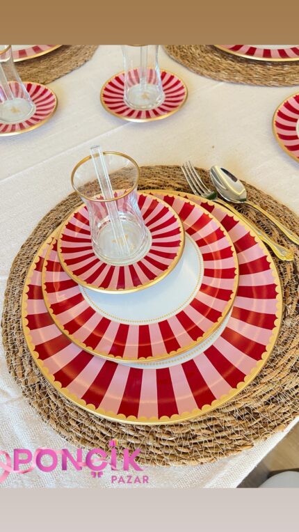24 Parça Pink Candy Çay Pasta Takımı