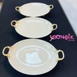 3 Boy Oval Porselen Sunumluk Gold