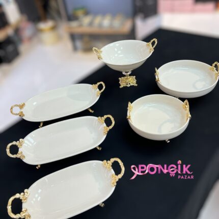 6 Parça Porselen Sunum ve Servis Seti