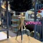 3 Ayaklı Tüylü Abajur Siyah