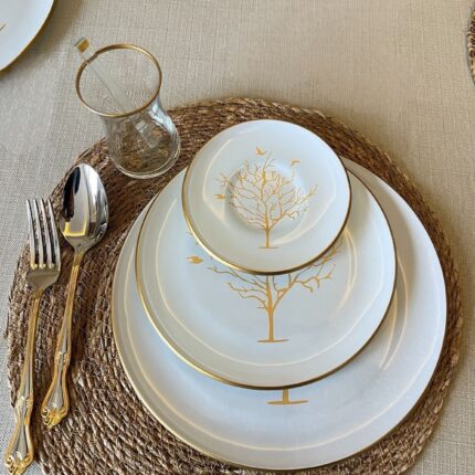 24 Parça Hayat Ağacı Çay Pasta Servis Takımı