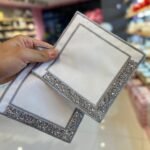 6 Lı Kare İşlemeli Peçete GÜMÜŞ