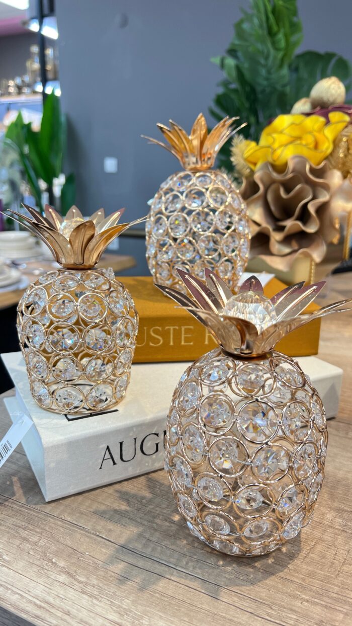 3’Lü GOLD DEKOR ANANAS - Görsel 1