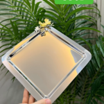 6 Adet Kelebek Gümüş Kare Sunum Tepsi