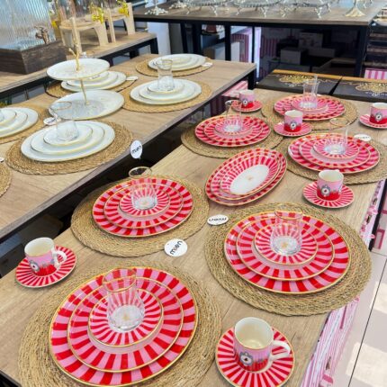 28 Parça Pink Candy Kahvaltı Servis Sunum Setleri(KURABİYE ve 3 LÜ KAYIK DAHİL)