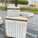 Çizgili Model Çamaşır Sepeti -- Beyaz