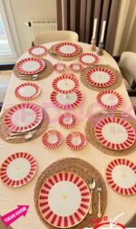 30 Parça Pink Candy Çay Pasta Servis Takımı KURABİYE HARİÇTİR (KURABİYELİK HARİÇ - 3 LÜ KAYIK HARİÇ)