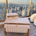 Çizgili Beyaz Kare Model Gelin Çeyiz Sandığı