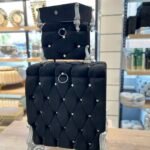 Kapitone Model Çamaşır Sepeti -- Siyah Gümüş Ayak Renk