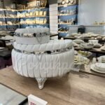 Çizgili Beyaz D Model Gelin Çeyiz Sandığı**Gümüş Kuşak