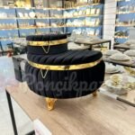 Çizgili Siyah D Model Gelin Çeyiz Sandığı