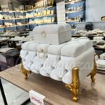 Kapitone Beyaz Kare Model Gelin Çeyiz Sandığı