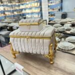 Çizgili Capchino Kare Model Gelin Çeyiz Sandığı