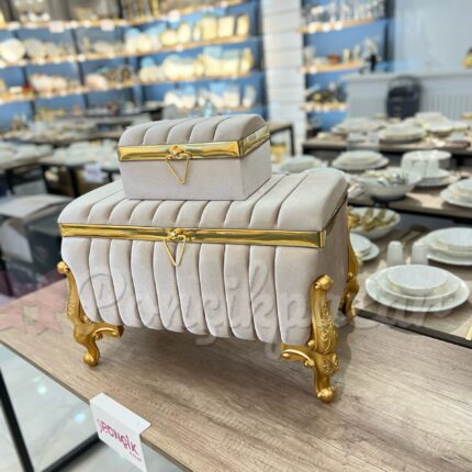 Çizgili Capchino Kare Model Gelin Çeyiz Sandığı