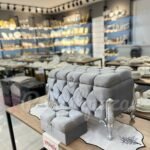 Kapitone Gri Kare Model Gelin Çeyiz Sandığı