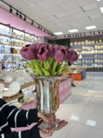 AYAKLI BAL ÇİZGİLİ CAM VAZO - Görsel 2