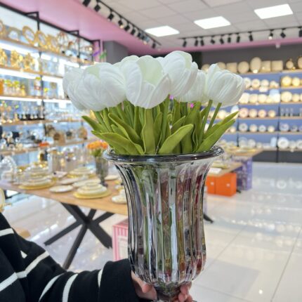 AYAKLI FÜME CAM VAZO