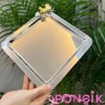 1 Adet Gümüş Kelebek Kare Tepsi