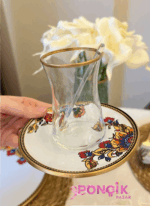 6 Kişilik Beyaz Çiçek Çay Takımı- KAŞIK DAHİL DEĞİLDİR