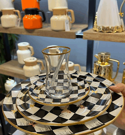 30 Parça GoldDama Çay Pasta Servis Takımı Kurabiye Hariçtir (kaşık dahil)