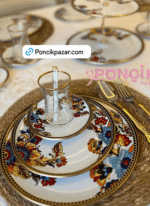 6 Parça Beyaz Çiçek Pasta Takımı
