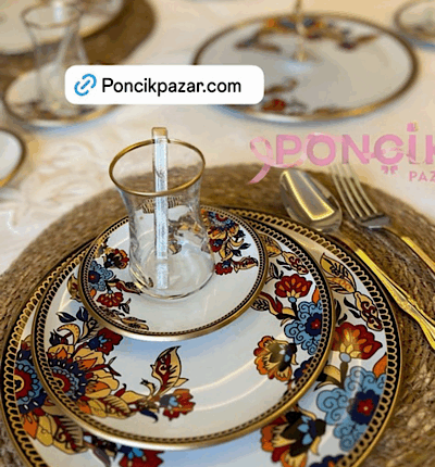 6 Parça Beyaz Çiçek Pasta Takımı