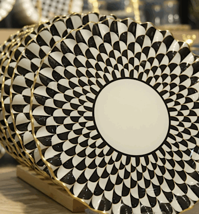 6 Adet Servis Tabağı Black Camo Fırfır Model