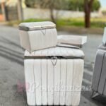 ÇİZGİLİ Model Çamaşır Sepeti -- Krem Gümüş Ayak Renk