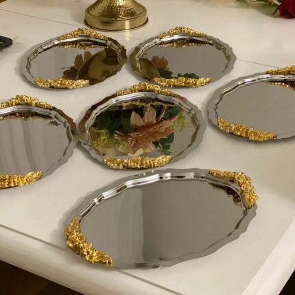 OVAL DALGALI ÇELİK 20*25*cm 6 Adet  GOLD