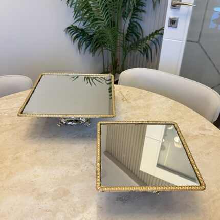 2’Li Zamak Ayaklı KARE Aynalı Sunumluk