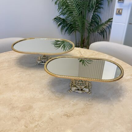 2’Li Zamak Ayaklı Aynalı Sunumluk