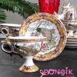 England Luxury Ayaklı Tavus Kuşu Fincan Seti Model 2 KİŞİLİK