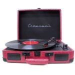 Gramofon Kırmızı Dövme Deri Model 5