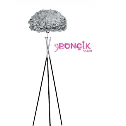 Dekor Ayaklı Lambader Gri