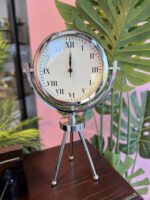 Dekoratif Tripot Saat Gümüş