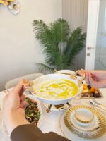 2 boy porselen derin salata & servis Sunum Tabağı GOLD - Görsel 3