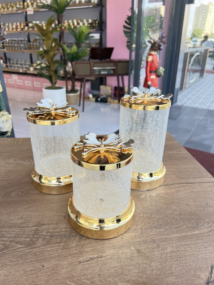 3’Lü Çatlamalı Kavanoz Gold - Görsel 1