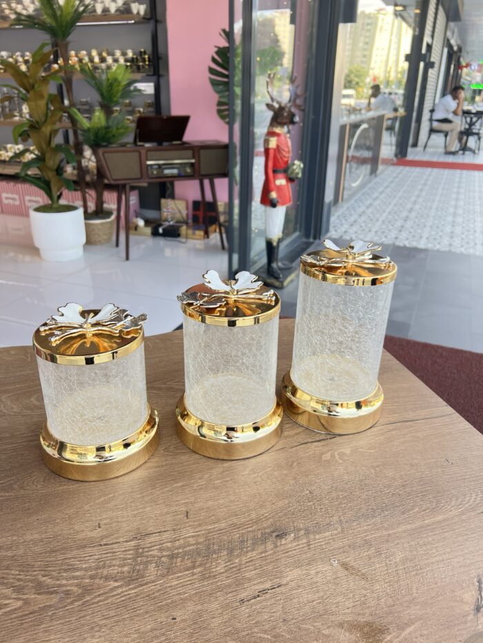 3’Lü Çatlamalı Kavanoz Gold - Görsel 4