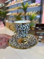 Beyaz Leopar Türk Kahvesi Fincanı