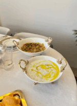 2 boy porselen derin salata & servis Sunum Tabağı GOLD