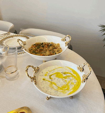 2 boy porselen derin salata & servis Sunum Tabağı GOLD