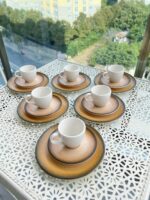 Aura 18 Parça Porselen Türk Kahvesi Fincanı ve Pasta Tabağı - Görsel 3