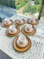 18 Parça Porselen Türk Kahvesi Fincanı ve Pasta Tabağı - Görsel 2