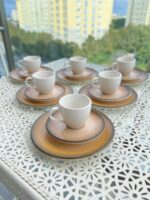Aura 18 Parça Porselen Türk Kahvesi Fincanı ve Pasta Tabağı