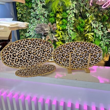3 lü Leopar Model Sunum Kayık Tabak