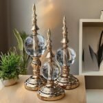 3’lü Düz Alem Şamdan Rose Gold