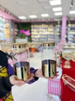 3 adet Bambu Kapak Saklama Kabı - Gold - Görsel 4