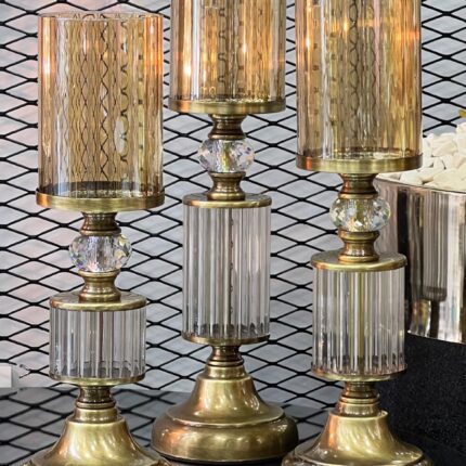 3’lü KRİSTAL KARE Şamdan Eskitme Renk