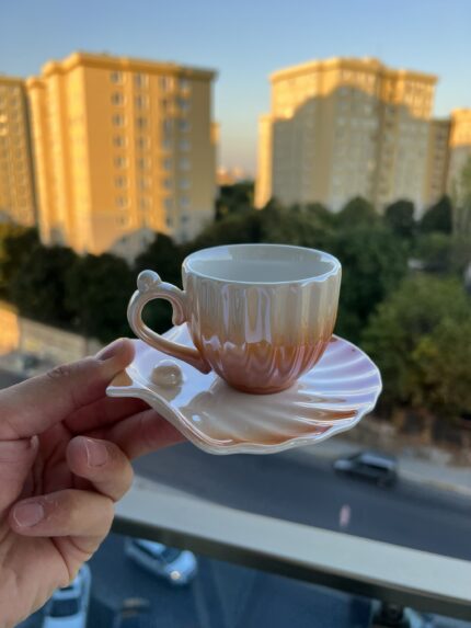 İncili Sedefli Türk Kahvesi fincanı BROWN