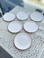 6 Adet Stayl Pasta Tabağı ( kırmızı detay)